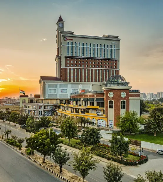 AIPL Joy Street tower seen from the air with Golf Course Extension Road, Sector 66