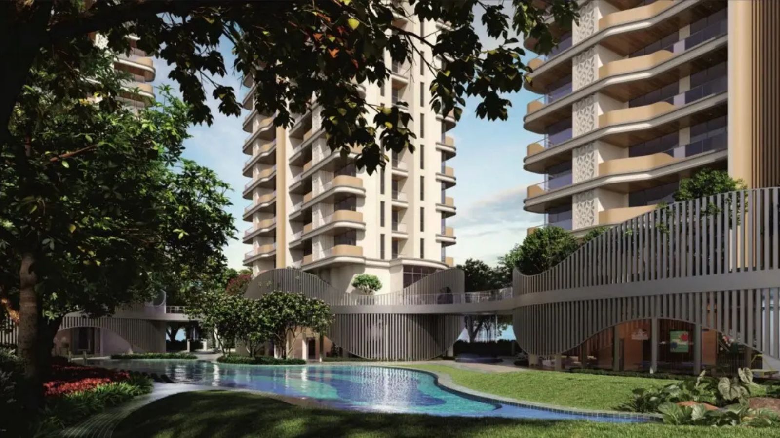4S The Aurrum towers and landscaped pool court, artist's impression