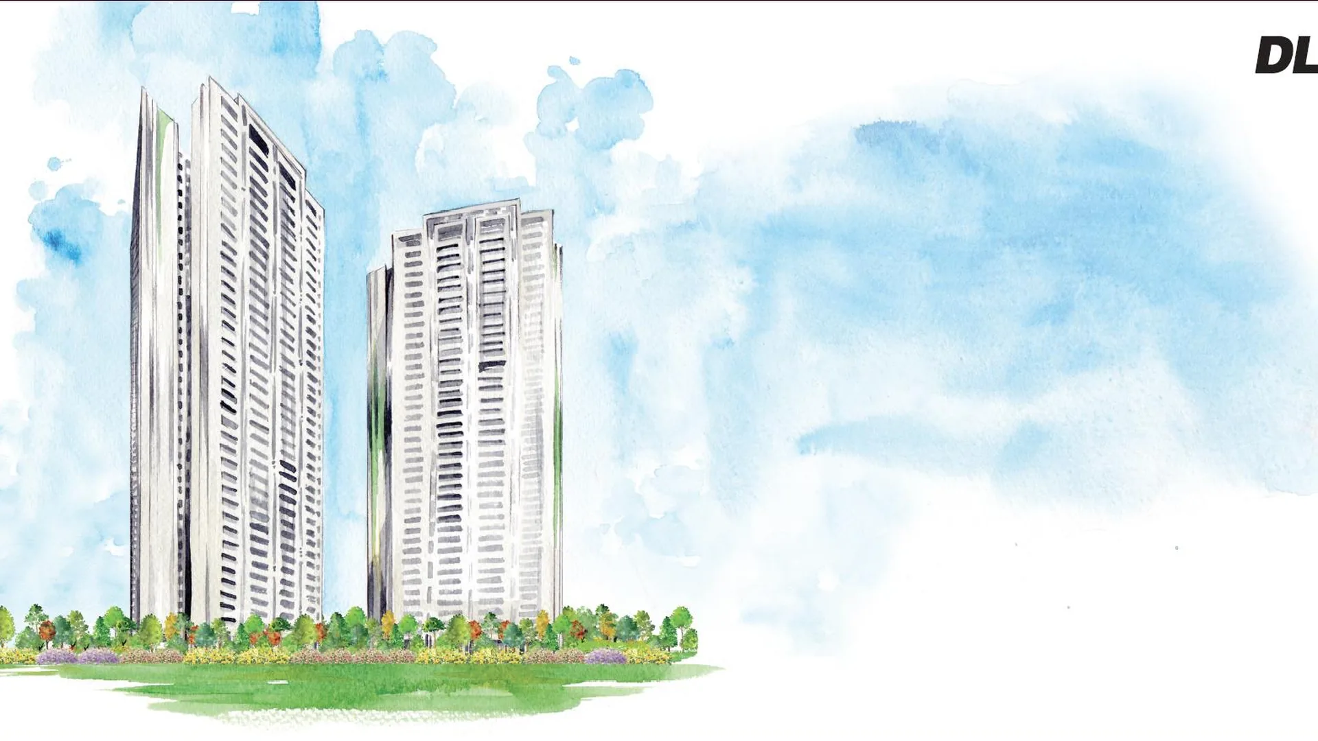 DLF The Arbour towers, illustration of the five-tower plan at DLF Sixtythree