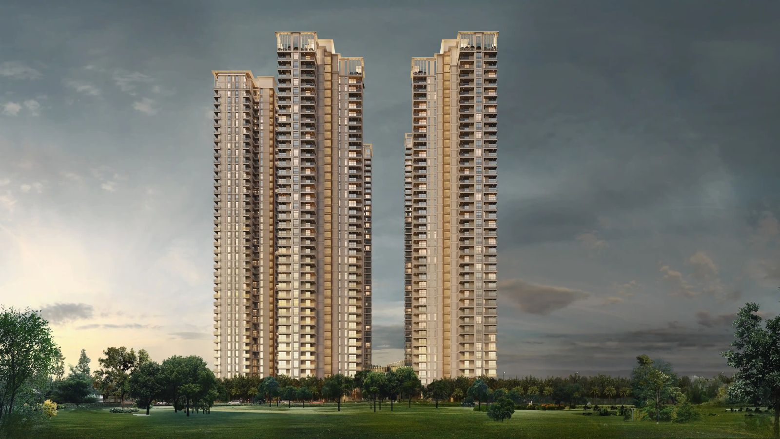 TARC Ishva twin towers at dusk, artist's impression