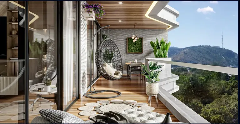 4S The Aurrum balcony with swing seat and Aravalli view, artist's impression