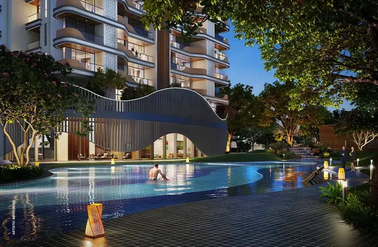 4S The Aurrum pool at night, artist's impression