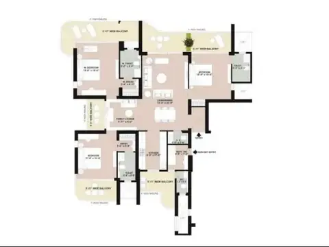 4S The Aurrum 3 BHK floor plan, 2,407 sq ft