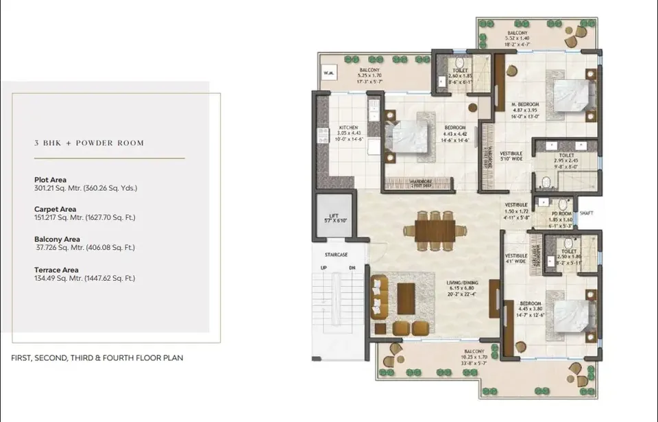 Adani Brahma Samsara Vilasa 3 BHK builder floor floor plan, 3,481 sq ft super area
