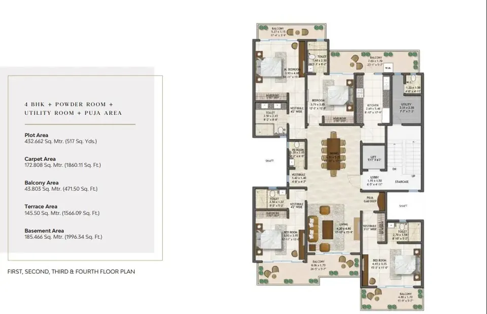 Adani Brahma Samsara Vilasa 4 BHK builder floor floor plan, 5,894 sq ft super area