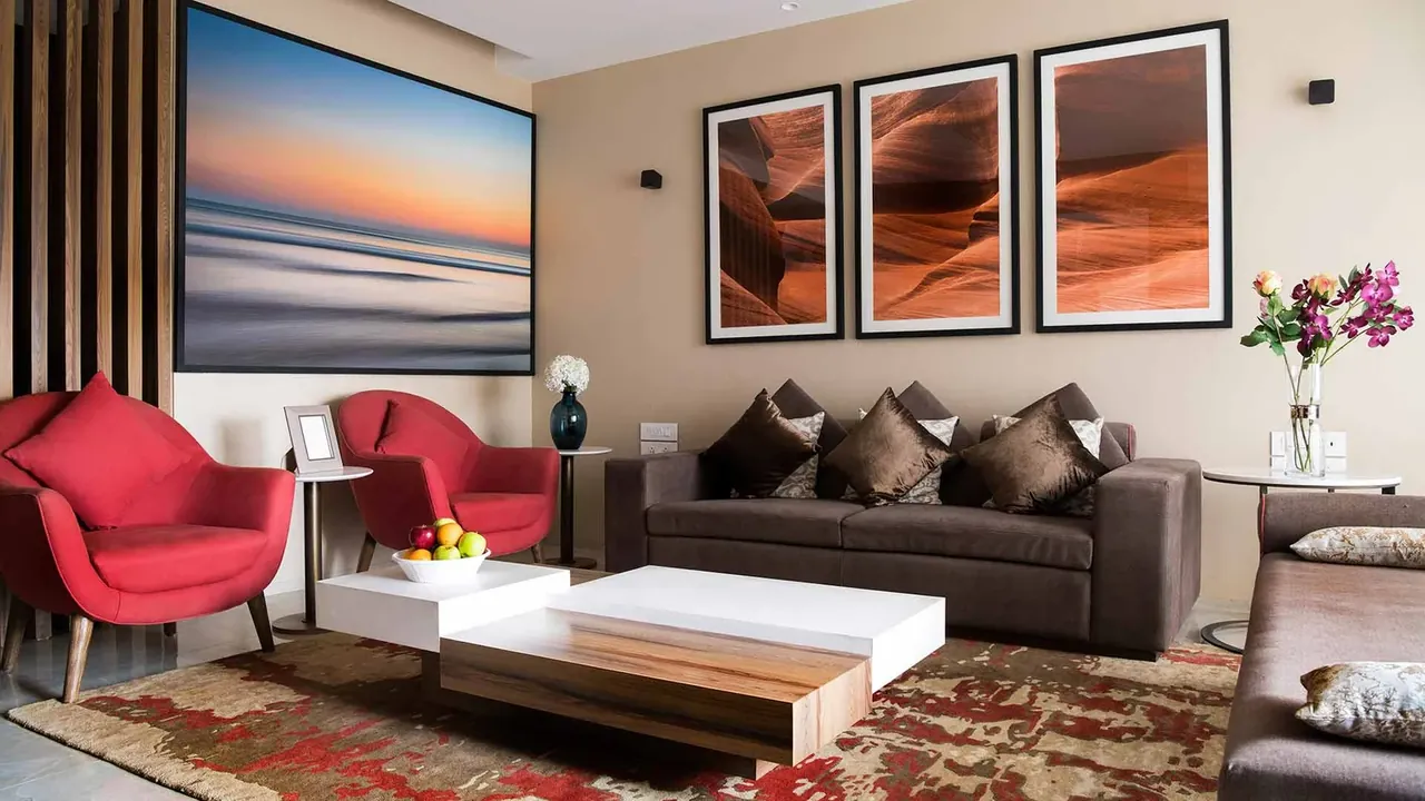 Adani M2K Oyster Grande furnished apartment living room, photo