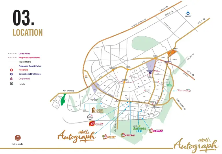 AIPL Autograph location map off Golf Course Extension Road, Sector 66