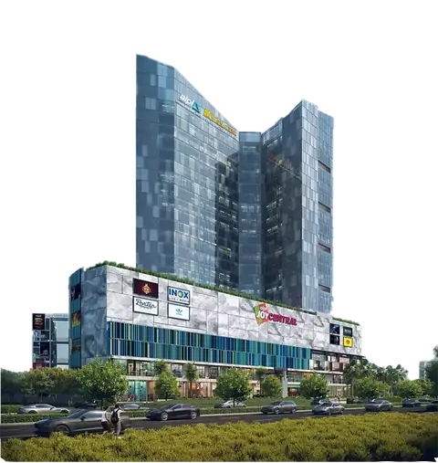 AIPL Joy Central tower lit at night, artist's impression