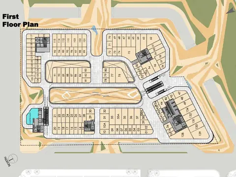 AIPL Joy Square first floor plan: shops and units above the piazza, from AIPL's presentation