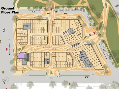 AIPL Joy Square ground floor plan: shops around the piazza, from AIPL's presentation