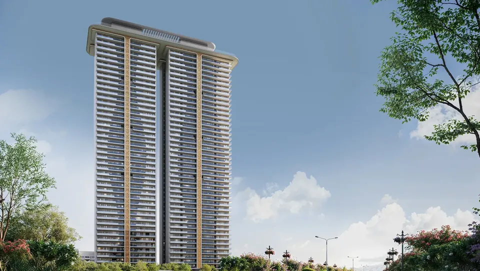 AIPL Riviera twin 43-storey towers in daylight, artist's impression
