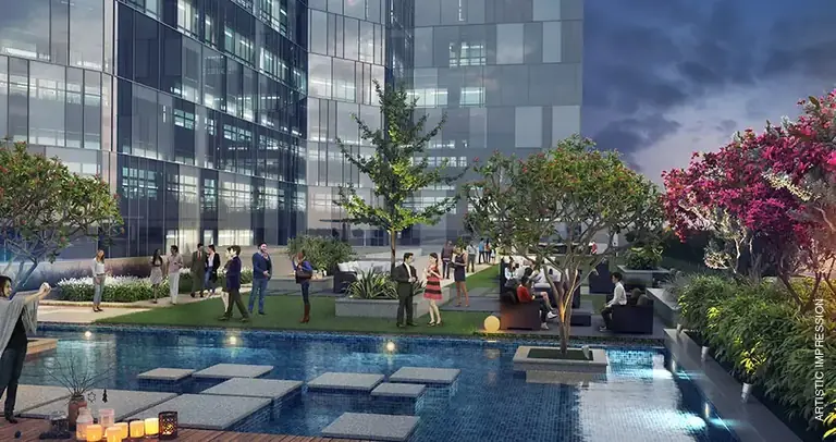 AIPL Signature landscaped podium terrace with the pool, artist's impression