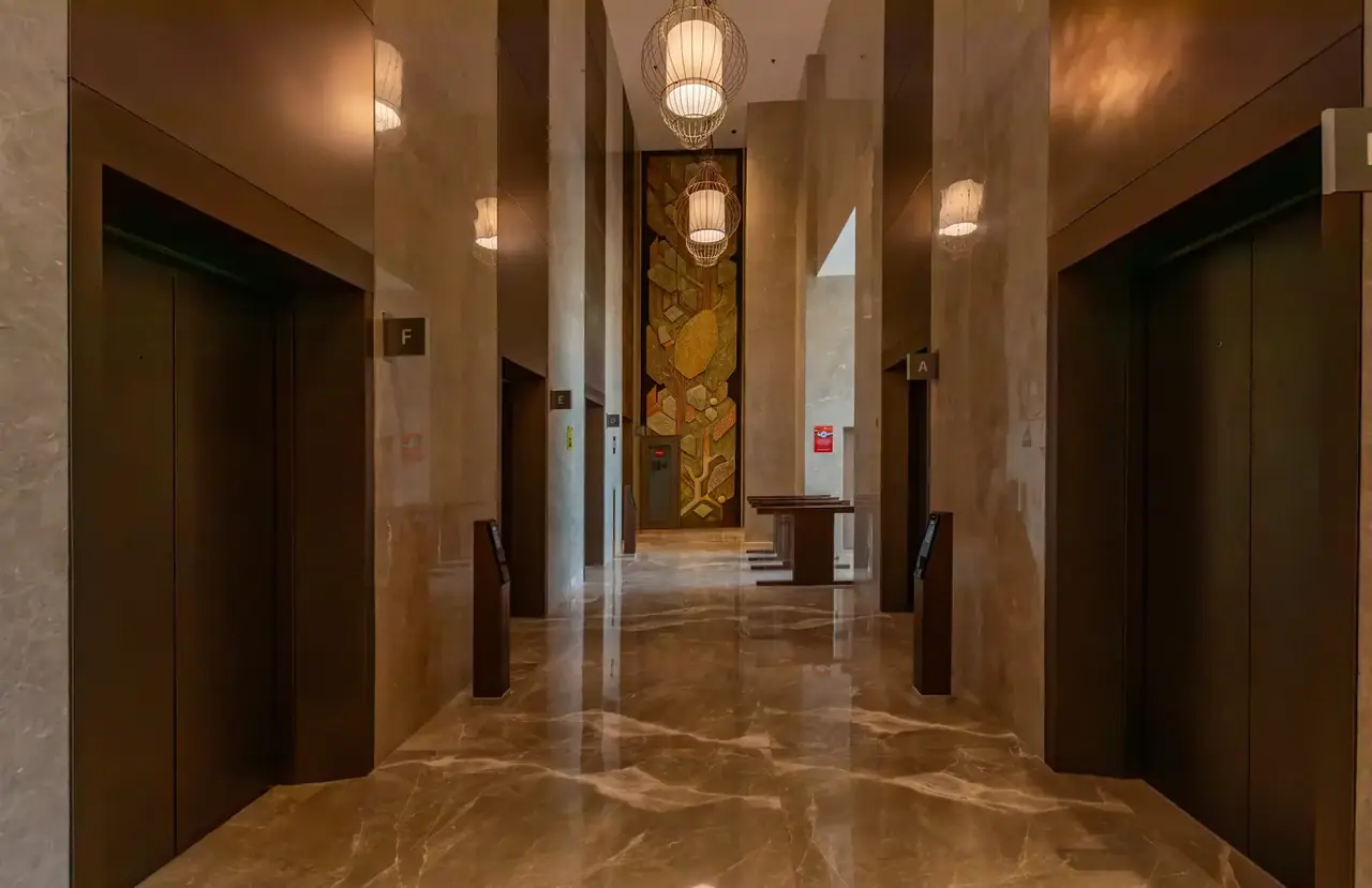 AIPL Signature lift lobby in stone