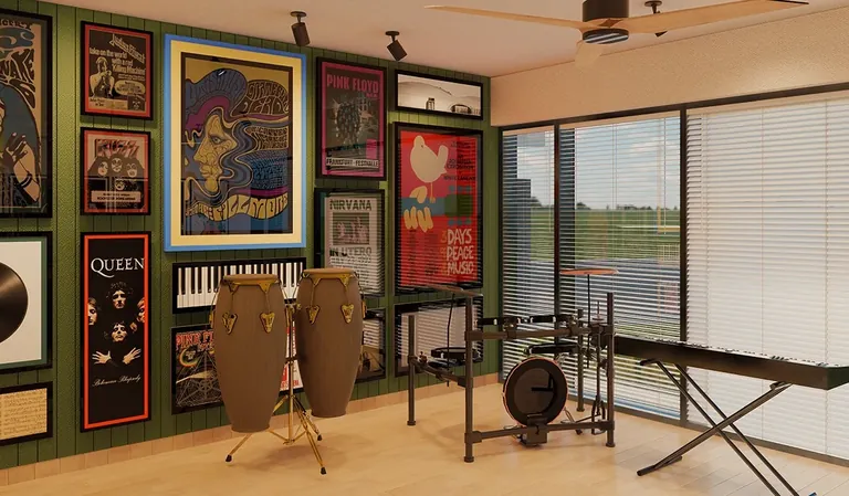 Ashiana Amarah learning hub music room with drums and keyboards, artist's impression