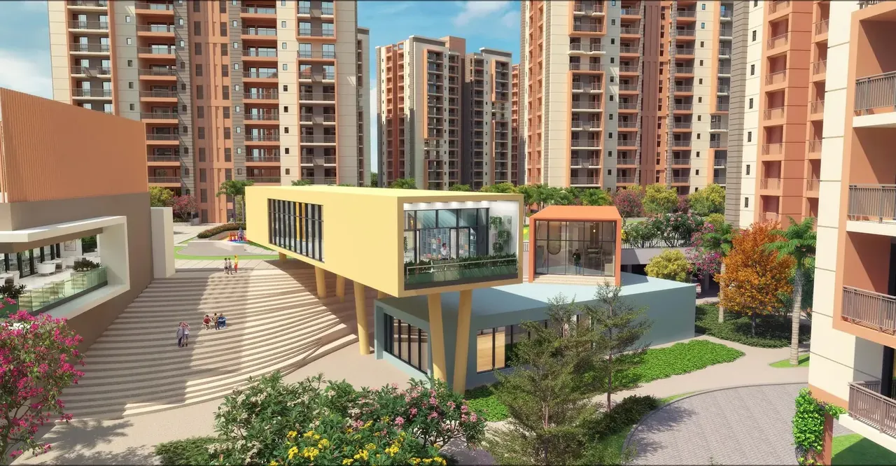 Ashiana Amarah stepped plaza leading up to the learning hub block, artist's impression
