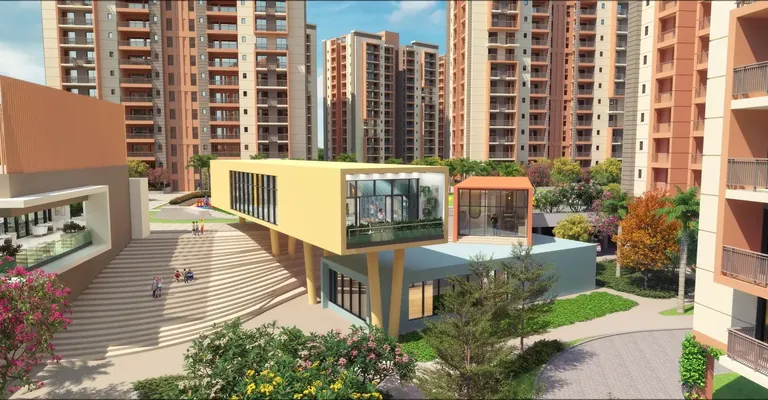 Ashiana Amarah stepped plaza leading up to the learning hub block, artist's impression