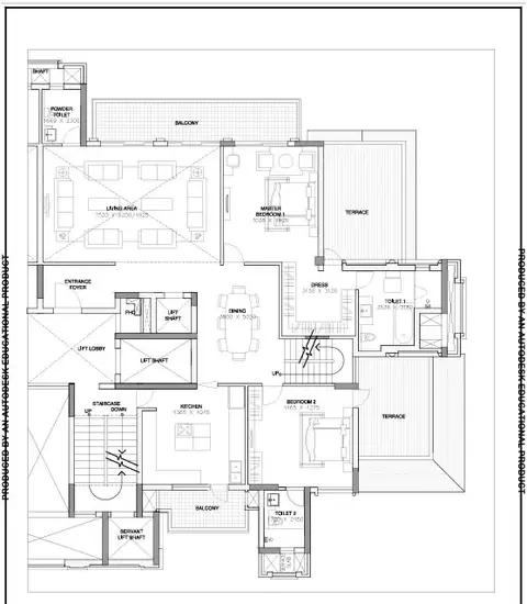ATS Triumph 4 BHK penthouse lower floor plan, 4,781 sq ft super area