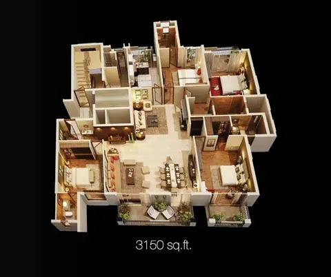 ATS Triumph 4 BHK+1 floor plan, 3,150 sq ft super area
