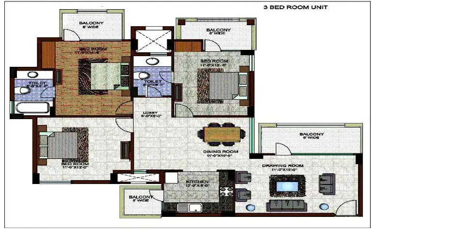 Bestech Park View Ananda 3 BHK floor plan, 1,660 sq ft