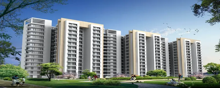 Bestech Park View Spa Next row of residential towers above landscaped lawns, artist's impression