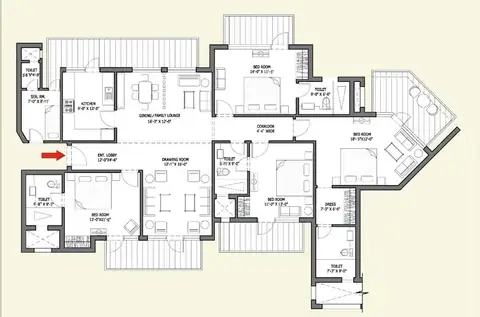 Bestech Park View Spa Next 4 BHK flat floor plan, 2,685 sq ft super area