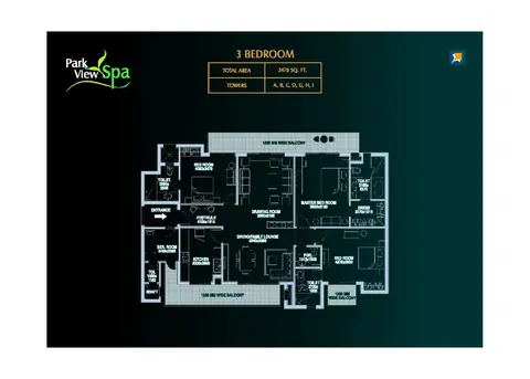 Bestech Park View Spa 3 BHK floor plan, 2,470 sq ft super area