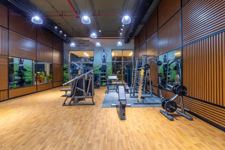 BPTP Amstoria clubhouse gym with strength machines, photo