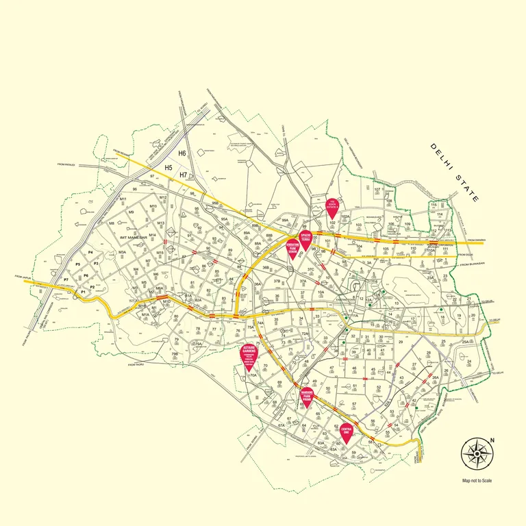 BPTP Amstoria location on the Gurugram-Manesar Master Plan 2031 with nearby landmarks