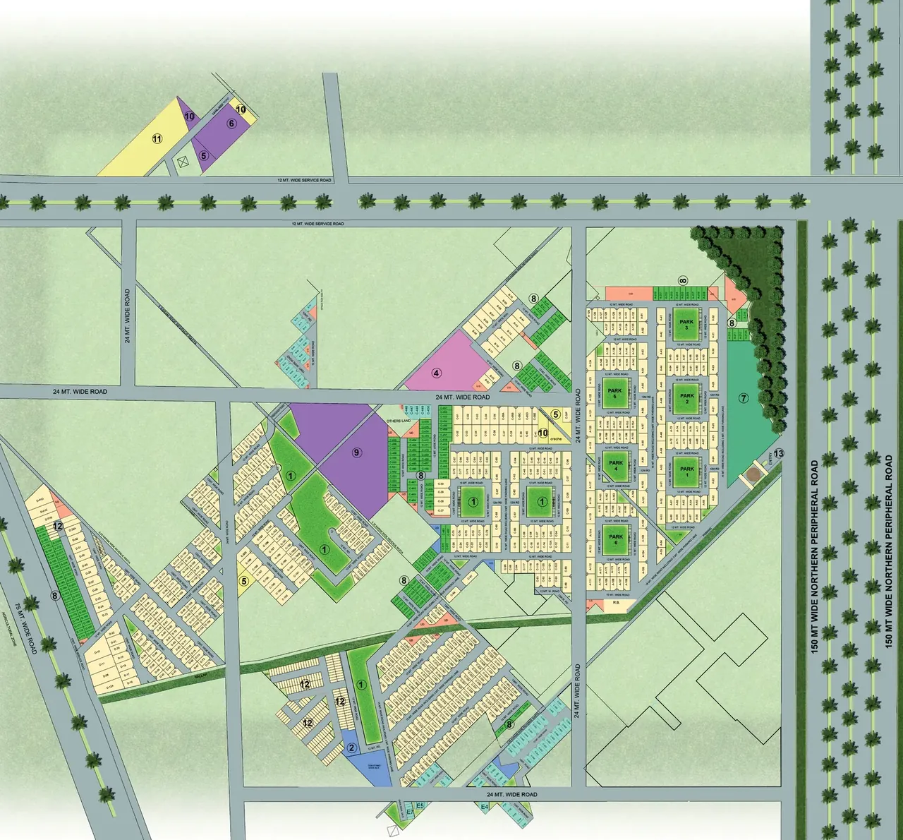 BPTP Amstoria site plan of plot pockets, greens and internal roads, Sector 102