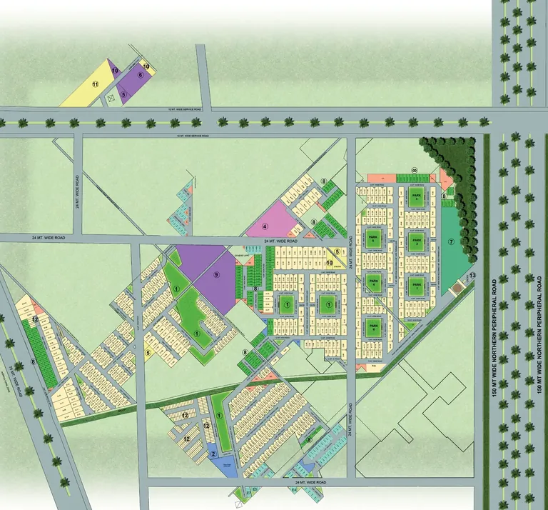 BPTP Amstoria site plan of plot pockets, greens and internal roads, Sector 102
