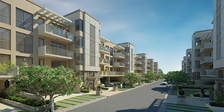 BPTP Amstoria tree-lined street of four-storey floors, artist's impression