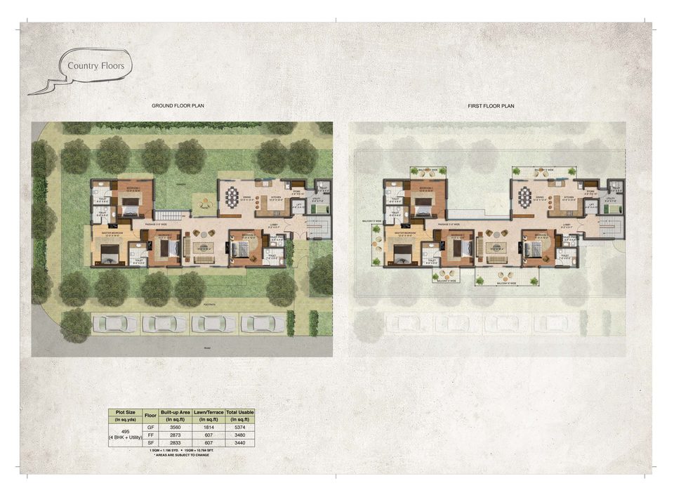 BPTP Amstoria 4 BHK ground floor plan, 5,374 sq ft usable area
