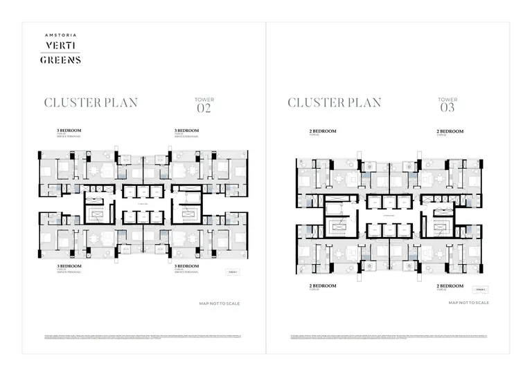 BPTP Amstoria Verti Greens typical floor cluster plans of towers 2 and 3