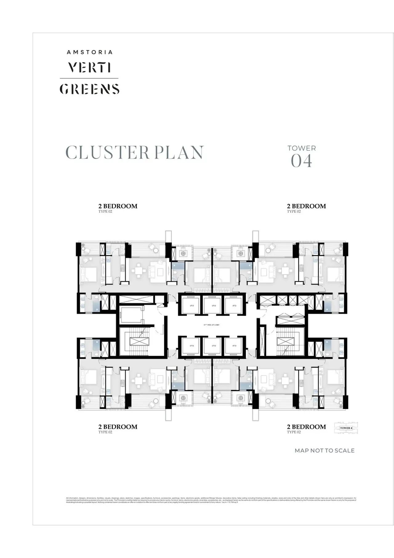 BPTP Amstoria Verti Greens typical floor cluster plan of tower 4