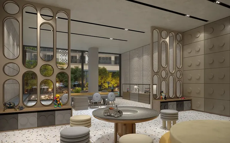 BPTP Amstoria Verti Greens club entrance lobby with seating, artist's impression