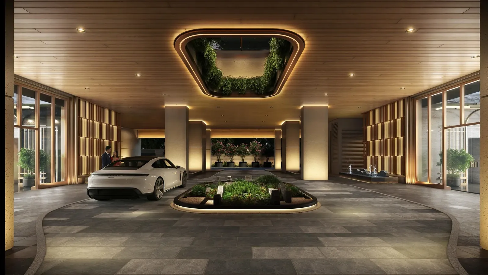 BPTP Downtown 66 covered porte-cochere at the tower entry