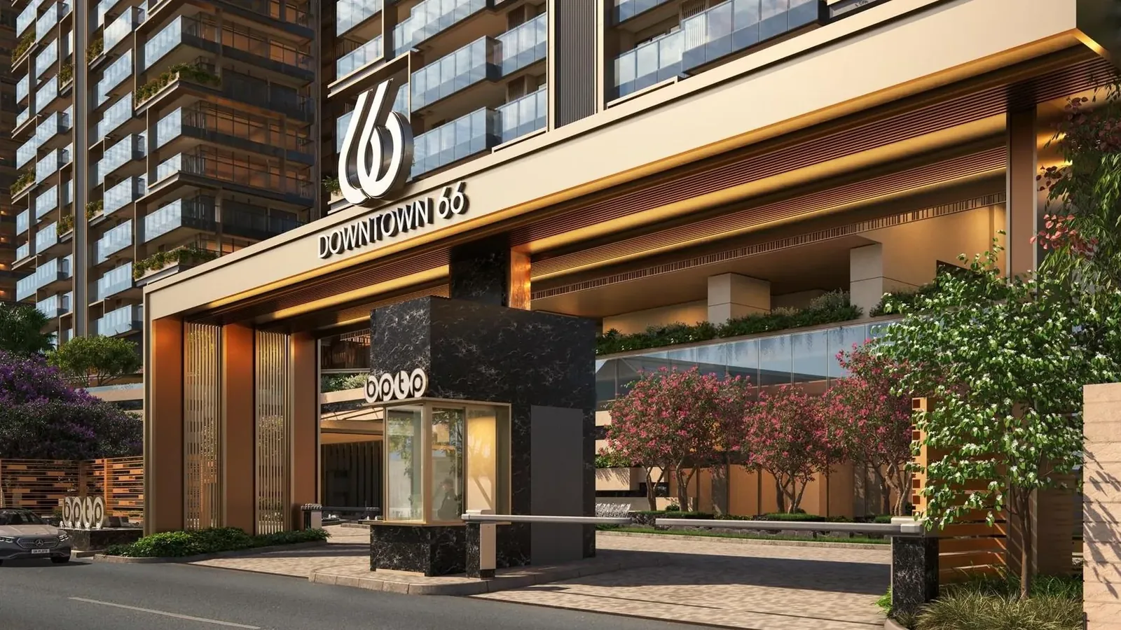BPTP Downtown 66 tower entrance and arrival court