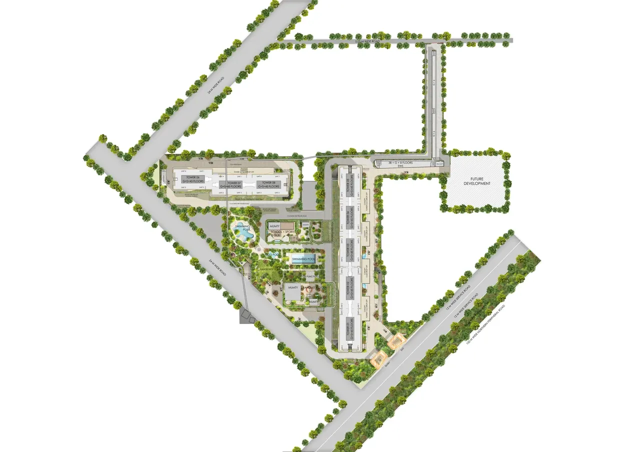 BPTP Gaia Residences at Amstoria site plan of the Amstoria 102 group housing