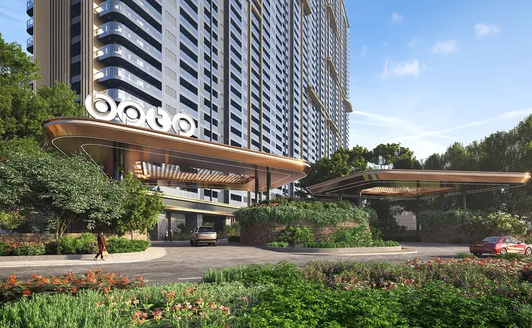 BPTP Gaia Residences at Amstoria arrival gate and landscaped entrance, artist's impression