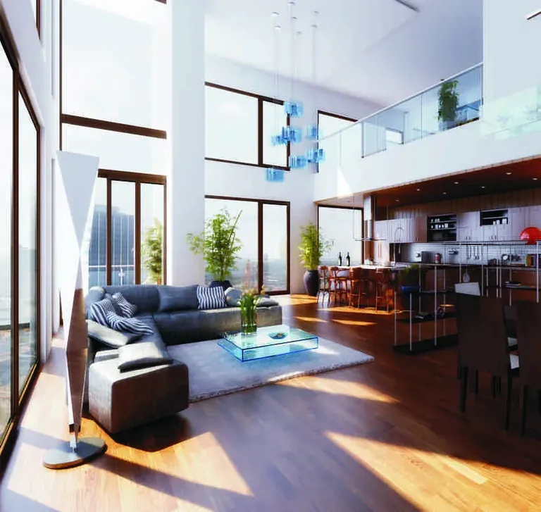 BPTP Mansions Park Prime living area opening onto the open kitchen, artist's impression