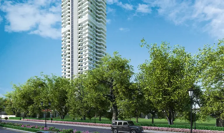 Central Park Bignonia Towers Bignonia tower above the green belt by the road, artist's impression