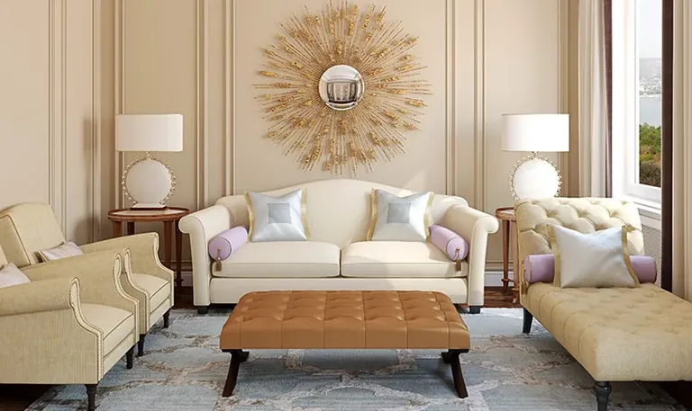 Central Park Clover Floors furnished living room in a Clover sample floor