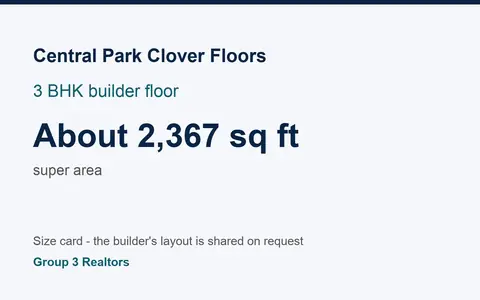Central Park Clover Floors 3 BHK builder floor size card, about 2,367 sq ft super area