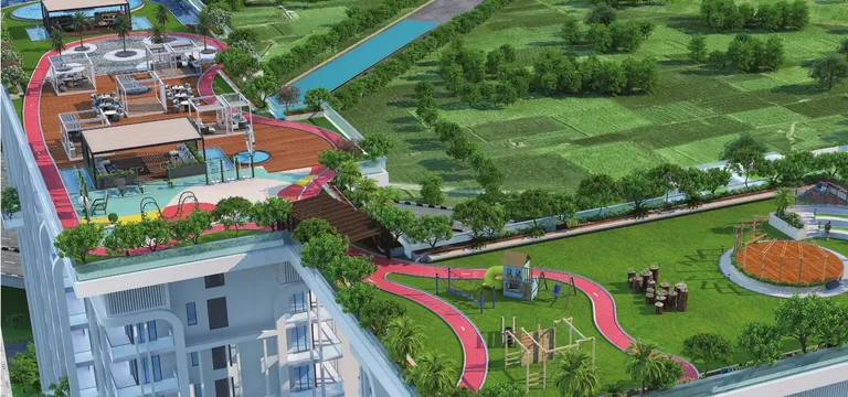 Central Park Delphine Sky Island Deck with jogging track and lounges on the roof, artist's impression