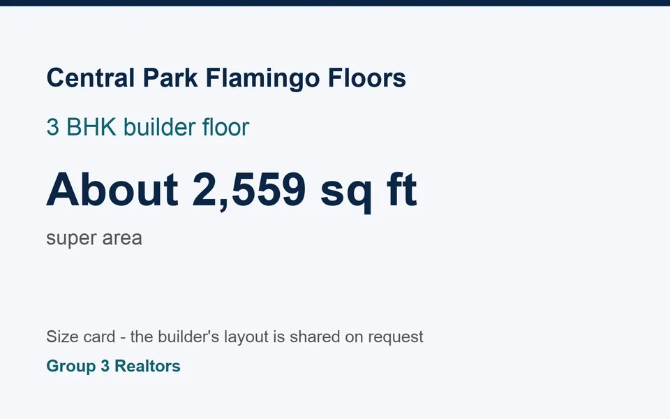 Central Park Flamingo Floors 3 BHK builder floor size card, about 2,559 sq ft super area
