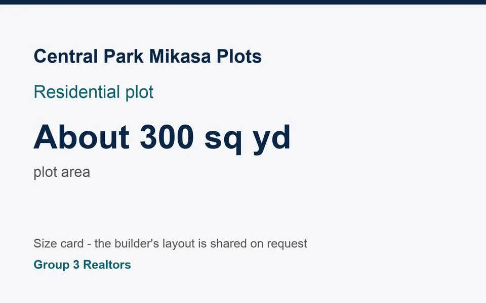 Central Park Mikasa Plots plot size card, about 300 sq yd plot area