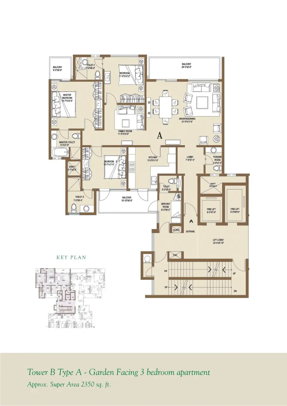 Central Park Resort Belgravia Residences 3 BHK floor plan, 2,350 sq ft super area