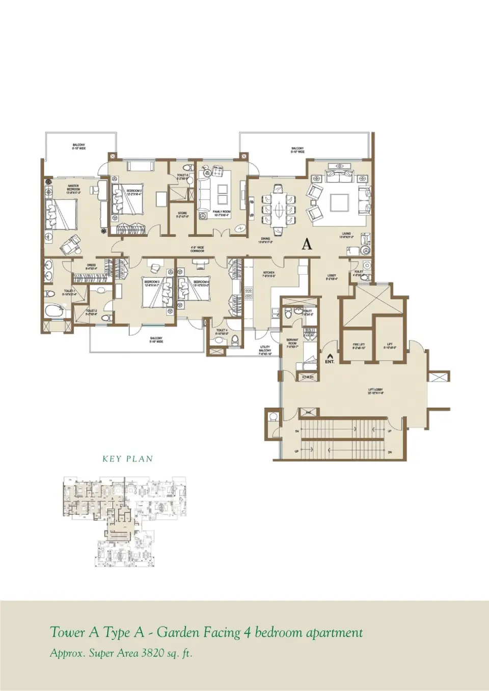 Central Park Resort Belgravia Residences 4 BHK floor plan, 3,820 sq ft super area