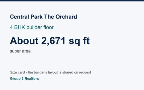 Central Park The Orchard 4 BHK builder floor size card, about 2,671 sq ft super area