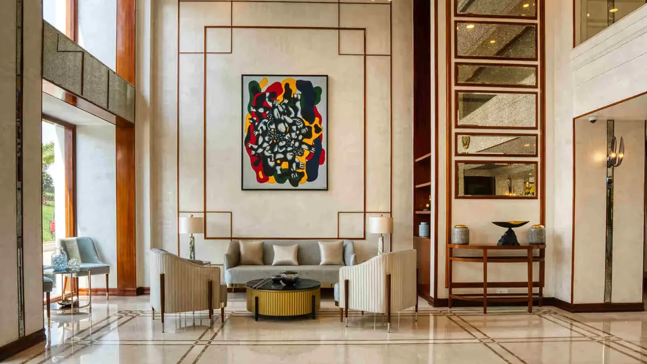Central Park The Room reception seating with artwork